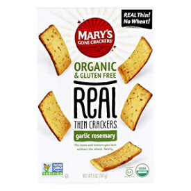 Mary's Gone Crackers 本物の薄いクラッカー、本物のオーガニック全成分使用、グルテンフリー、ガーリックローズマリー、5オンス (1パック) Mary's Gone Crackers Real Thin Crackers, Made with Real Organic Whole Ingredients, Gluten Free, Ga