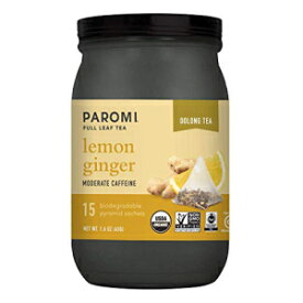 パロミティー オーガニック レモン ジンジャー ウーロン茶、ピラミッド ティーバッグ 15 個 (6 パック) - 非遺伝子組み換え Paromi Tea Organic Lemon Ginger Oolong Tea, 15 Pyramid Tea Bags (Pack of 6) - Non-GMO
