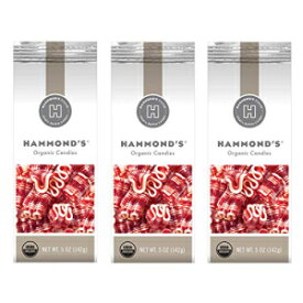Hammond のオーガニック ミニリボン 3～5 オンスバッグ。ハモンドのペパーミント ハード キャンディは、ホリデー キャンディ トレイ、ストッキングの詰め物、プレゼント トッパー、ホリデー オフィス パーティー ギフトに最適です。アメリカで手作りされています