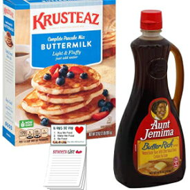 パンケーキミックスとシロップ 2個パック | Krusteaz バターミルクパンケーキミックス | ジェマイマおばさん バターリッチシロップ | スナックファンショッピングパッド Pancake Mix and Syrup Pack of 2 | Krusteaz Buttermilk Pancake Mix | A