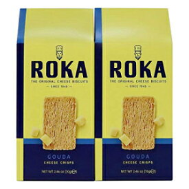 Roka ゴーダ チーズ クリスピー、オランダから輸入、1 袋あたり 2.46 オンス/70 g - (2 個パック) Roka Gouda Cheese Crispies, Imported from Holland, 2.46 oz/70g per bag - (Pack of 2)