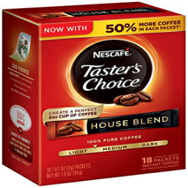 ネスカフェテイスターズチョイス18ピースハウスブレンドインスタントコーヒーシングルサーブスティック、1.9オンス Nescafé Nescafe Taster's Choice 18 Piece House Blend Instant Coffee Single Serve Sticks, 1.9 oz