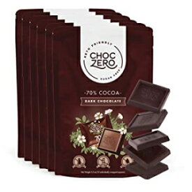 70% Dark Chocolate - 6 Pack, ChocZero 70% Dark Chocolate, Sugar free, Low Carb. No Sugar Alcohol, No Artificial Sweetener, All Natural, Non-GMO - (6 Bags, 60 pieces)