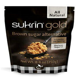 Sukrin Gold - ナチュラルブラウン 1:1 エリスリトールとステビアを含む砂糖代替品、ケトダイエットおよび低炭水化物ダイエット用のゼロカロリー甘味料、ベジタリアン、ベーキング、非遺伝子組み換え、250 g 袋 (1 パック) Sukrin Gold - Natural Brown 1