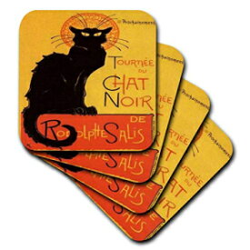 3dRose cst_46907_1 Le Chat Noir-広告、Art Nouveau、Black Cat、Cat、Cats、Chat Noir、Le Chat-ソフトコースター、4個セット 3dRose cst_46907_1 Le Chat Noir-Advertising, Art Nouveau, Black Cat, Cat, Cats, Chat Noir, Le Chat-Soft C