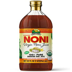 バージンノニジュース-100％純粋なオーガニックハワイアンノニジュース-32オンスガラス瓶 Kanai Farms Virgin Noni Juice - 100% Pure Organic Hawaiian Noni Juice - 32oz Glass Bottle