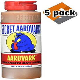 秘伝ツチブタ ハバネロ ホットソース (5本パック) Secret Aardvark Habanero Hot Sauce (5-Pack)