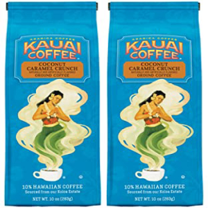 【年間ランキング6年連続受賞】 Ground Crunch, Caramel Coconut Coffee, Kauai カウアイコーヒー、ココナッツキャラメルクランチ、挽いたコーヒー、10オンスバッグ（2個パック） Coffee, 2) of (Pack Bag 10oz その他