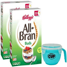 ケロッグ オールブラン バズ シリアル、22 オンス ボックス (2 個パック)、バイ ザ カップ シリアル ボウル付き Kellogg's All-Bran Buds Cereal, 22 Ounce Box (Pack of 2) with By The Cup Cereal Bowl