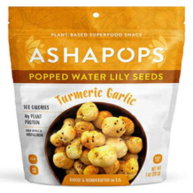AshaPops ターメリックポップスイレンの種 - 手作り | グルテンフリー | ビーガン | パレオ | ナッツフリー | 大豆フリー | 非遺伝子組み換え | 1オンス | (6袋入り) AshaPops Turmeric Popped Water Lily Seeds - Handcrafted | Gl