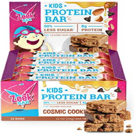 ZEEK BAR - キッズプロテインスナックバー - 糖分50%低減、子供用プロテインバー - 子供と若者向けの健康的なグルテンフリースナックバー - コズミッククッキー生地、12個 ZEEK BAR - Kids Protein Snack Bars - 50% Lower Sugar, Protein Bar for