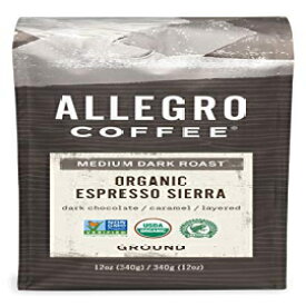 Allegro Coffee オーガニック エスプレッソ シエラ グラウンド コーヒー、12 オンス Allegro Coffee Organic Espresso Sierra Ground Coffee, 12 oz