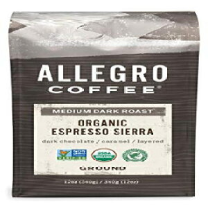 Allegro Coffee I[KjbN GXvb\ VG OEh R[q[A12 IX Allegro Coffee Organic Espresso Sierra Ground Coffee, 12 oz