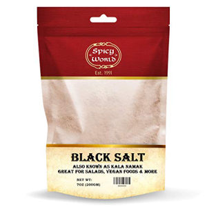 Spicy World Black Salt Kala 人気No.1 Namak Mineral 7 Oz - Vegan Perfect Tofu Taste Pure for Non-GMO Scramble 今ダケ送料無料 Unrefined Egg Natural