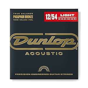 JIM DUNLOP DAP1254 Acoustic Phosphor Bronze Guitar Strings, Light, .012?.054, 6 Strings/Set