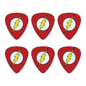 tbV CgjO {g S mxeB M^[sbN ~fBA Q[W - 6 Zbg GRAPHICS & MORE The Flash Lightning Bolt Logo Novelty Guitar Picks Medium Gauge - Set of 6