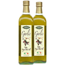 Fratelli Mantova Mantova Garlic Flavored Extra Virgin Olive Oil, 34-Ounce Bottle(Pack of 2) - Imported from Italy - Authentic Italian EVOO - Perfect for Salads, Dressings, and Marinades