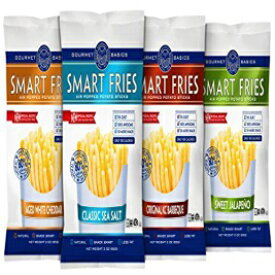 グルメベーシック スマートフライ バラエティパック - エアポップ低カロリースナック - グルテンフリー、低脂肪、非遺伝子組み換え - 減脂肪ポテトチップス 1オンス 4フレーバー バラエティパック (20個パック) Gourmet Basics Smart Fries Variety Pack