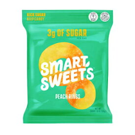 Smart Sweets ピーチリング、低糖グミキャンディ、植物ベース、低カロリースナック、1.8オンス (12個入り) Smart Sweets Peach Rings, Low Sugar Gummy Candy, Plant-Based, Low Calorie Snack, 1.8oz. (Pack of 12)