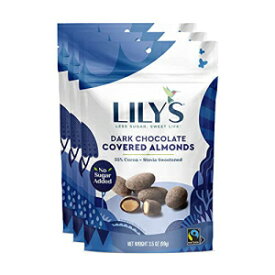 Lily's Sweetsのダークチョコレートで覆われたアーモンド、ステビア製、砂糖不使用、低炭水化物、ケトフレンドリー | フェアトレード、グルテンフリー、非遺伝子組み換え原料 | 3.5オンス（3個パック）、10.5オンス Dark Chocolate Covered Almonds by Lily's