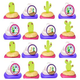 ドラマラマとサボテンフィエスタイージートッパーカップケーキデコレーションリングなし-24pk Celebrate Next No Drama Llama and Cactus Fiesta Easy Toppers Cupcake Decoration Rings -24pk