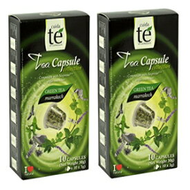 ネスプレッソ互換ティー ポッド 20 個 - マラケシュ グリーン ティー、2 ボックス - 1 箱あたり 10 ポッド 20 Nespresso Compatible Tea Pods - Marrakech Green Tea, 2 Boxes - 10 Pods / Box