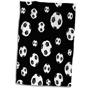 3Dローズサッカーボールパターン。黒と白の英国サッカースポーティースポーツゲームチームプレーヤータオル、15 "x 22"、マルチカラー 3dRose 3D Rose Soccer Ball Pattern. Black and White British Football Spor
