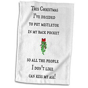 3Dローズ今年のクリスマス私はヤドリギをポケットに入れて、人々が私のお尻にキスできるようにしましたTWL_201839_1タオル、15 "x 22" 3dRose 3D Rose This Christmas I Put Mistletoe in My Pocket so People can kiss M