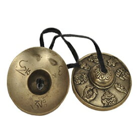 Dharma Store - チベット ティンシャ シンバル - 6.2 cm - 8 つの幸運のシンボルがエンボス加工されています Dharma Store - Tibetan Tingsha Cymbals - 6.2 cm - 8 Lucky Symbols Embossed