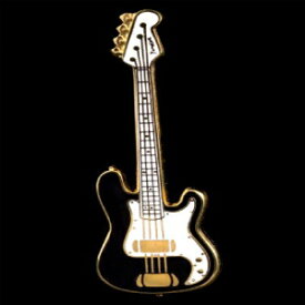 エレクトリックベースギターピン-ブラック Harmony Jewelry Electric Bass Guitar Pin - Black