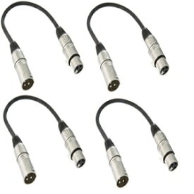 Audio2000'S ADC203MX4 1 フィート XLF メス - XLR オス マイク ケーブル (4 パック) Audio2000'S ADC203MX4 1 ft XLF Female to XLR Male Microphone Cable (4-Pack)