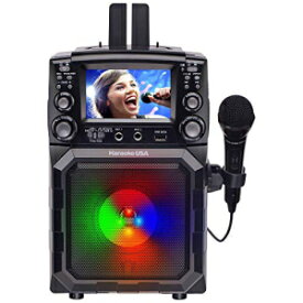 Karaoke USA 4.3 インチ カラー TFT スクリーン、Bluetooth、録音機能、PA、内蔵バッテリー付きポータブル カラオケ マシン (GQ450) Karaoke USA Portable Karaoke Machine with 4.3” Color TFT Screen, Bluetooth, Recording Function, PA an