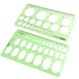 BronaGrand 円形と楕円形のテンプレート測定テンプレート 定規 2 個パック オフィスや学校用 BronaGrand Pack of 2 Circle and Oval Template Measuring Templates Ruler for Office and School