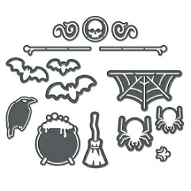 Plata 黒板 磁気ステンシル ハロウィン用 - ハロウィンの屋外装飾用の不気味なデザイン 15 枚パック : カラス、コウモリ、大釜、ほうき、頭蓋骨、その他のデザイン Plata Chalkboards Magnetic Stencils for Halloween- Pack of 15 Spooky Designs for