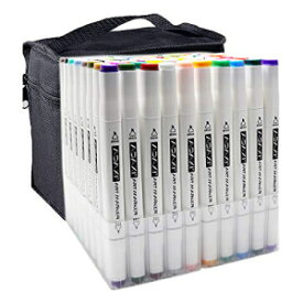 ベース付きマーカーセット、80色アートマーカーペンセット、子供と大人用、両端アルコールベースの描画アート用品、ファッションキャリングケースとアップグレードされたベース付き、新学期アート用品 Markers Set with Base, 80 Colors Art Marker Pen Set for