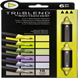 Crafter's Companion Spectrum Noir Triblend アルコール 3 マーカー ペン - ナチュラル ブレンド - 6 個パック Crafter's Companion Spectrum Noir Triblend Alcohol 3 Marker Pens-Natural Blends-Pack of 6