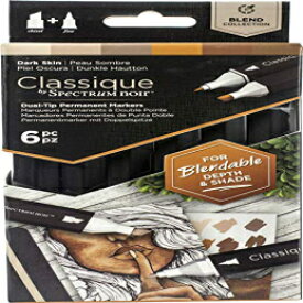 Spectrum Noir Classic Blend アルコール マーカー デュアル ペン先ペン セット - ダークスキン - 6 個パック Spectrum Noir Classique Blend Alcohol Marker Dual Nib Pens Set-Dark Skin-Pack of 6