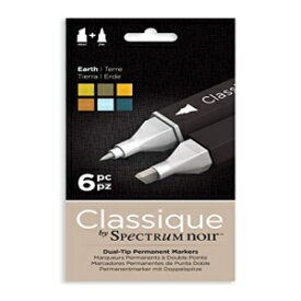 Spectrum Noir クラシック デザイン アルコール マーカー デュアル ペン先 ペン セット - アース - 6 個パック Spectrum Noir Classique Design Alcohol Marker Dual Nib Pens Set-Earth-Pack of 6