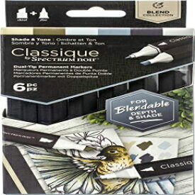 Spectrum Noir Classic Blend アルコール マーカー デュアル ペン先ペン セット - シェード & トーン - 6 本パック Spectrum Noir Classique Blend Alcohol Marker Dual Nib Pens Set-Shade & Tone-Pack of 6