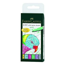 ファーバーカステル アート アンド グラフィック、ピット アーティスト ペン、ブラシ チップ 6 本セット (B)、パステル カラー (FC167163) Faber Castel Art and Graphic, Pitt Artists Pens, Set of 6 Brush Tip (B), Pastel Colors