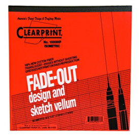 Clearprint 1000H デザイン ベラムパッド、フェードアウト 30 度アイソメトリック グリッド印刷、16 ポンド、綿 100%、8-1/2 x 11 インチ、50 枚、各 1 (10005410) Clearprint 1000H Design Vellum Pad with Printed Fade-Out 30-Degree Isometri