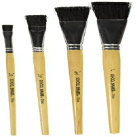 スクールスマートペイントブラシセット ショートハンドル 黒毛 各種サイズ 24本セット School Smart t Brush Set, Short Handle, Black Bristle, Assorted Sizes, Set of 24