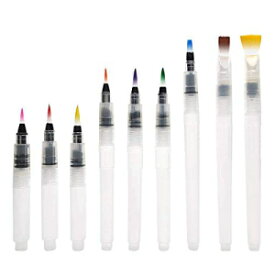 水彩ブラシペンセット - 非常に使いやすく塗りつぶしも簡単、水溶性色鉛筆用の水彩ペンブラシ9本セット、初心者向けのアクアブラシペン、新学期ギフト Watercolor Brush Pens Set - Super Easy to Use and Fill, Watercolor Pens Brush Set of 9 Piece