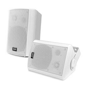 ウォールマウントホームスピーカーシステム - アクティブ+パッシブペアワイヤレスBluetooth互換屋内/屋外防水耐候性ステレオサウンドスピーカーセットAUX IN付き - Pyle PDWR51BTWT (ホワイト) Wall Mount Home Speaker System - Active + Passive Pair