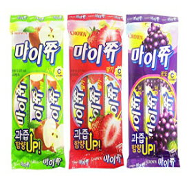 韓国のもちもちフルーツスナック My Jju グミ バラエティパック - イチゴ、ブドウ、リンゴ (3 個パック) Korean Chewy Fruit Snack My Jju Gummy Variety Pack - Strawberry, Grape, Apple (Pack of 3)