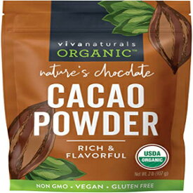 オーガニックカカオパウダー、濃厚なダークチョコレート風味の無糖カカオパウダー、ベーキングやスムージーに最適、非遺伝子組み換え、認定ビーガン＆グルテンフリー、907 g、2ポンド（1パック） Organic Cacao Powder, - Unsweetened Cacao Powder With Rich Da