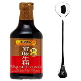 Lee Kum Kee プレミアム醤油、16.9 オンス + ナインシェフスプーン 1 本 (1 ボトル) Lee Kum Kee Premium Soy Sauce, 16.9-Ounce + One NineChef Spoon (1 Bottle)