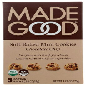 MADEGOOD オーガニック チョコレートチップ ソフトベイクド ミニクッキー、0.85 オンス (5 個パック) MADEGOOD Organic Chocolate Chip Soft Baked Mini Cookies, 0.85 Ounce (Pack of 5)