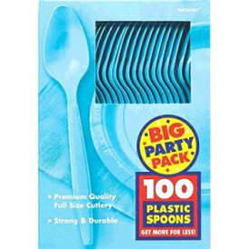 カリビアン ブルー プラスチック スプーン ビッグ パーティー パック、100 個 Caribbean Blue Plastic Spoons Big Party Pack, 100 Ct.