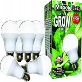 Miracle LED 604761 (150W) Ultra Grow Lite、フルスペクトル水耕植物育成電球、6 個パック Miracle LED 604761 (150W) Ultra Grow Lite, Full Spectrum Hydroponic Plant Growing Light Bulb, 6-Pack